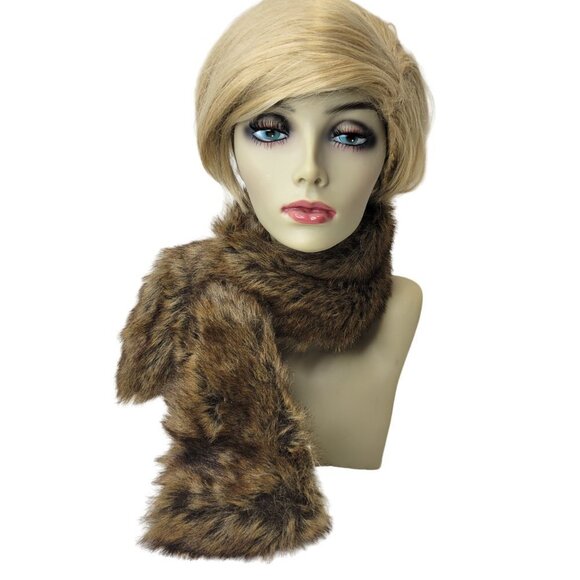 Dark Brown Faux Fur Loop Scarf Fur Neck Wrap - Picture 8 of 11